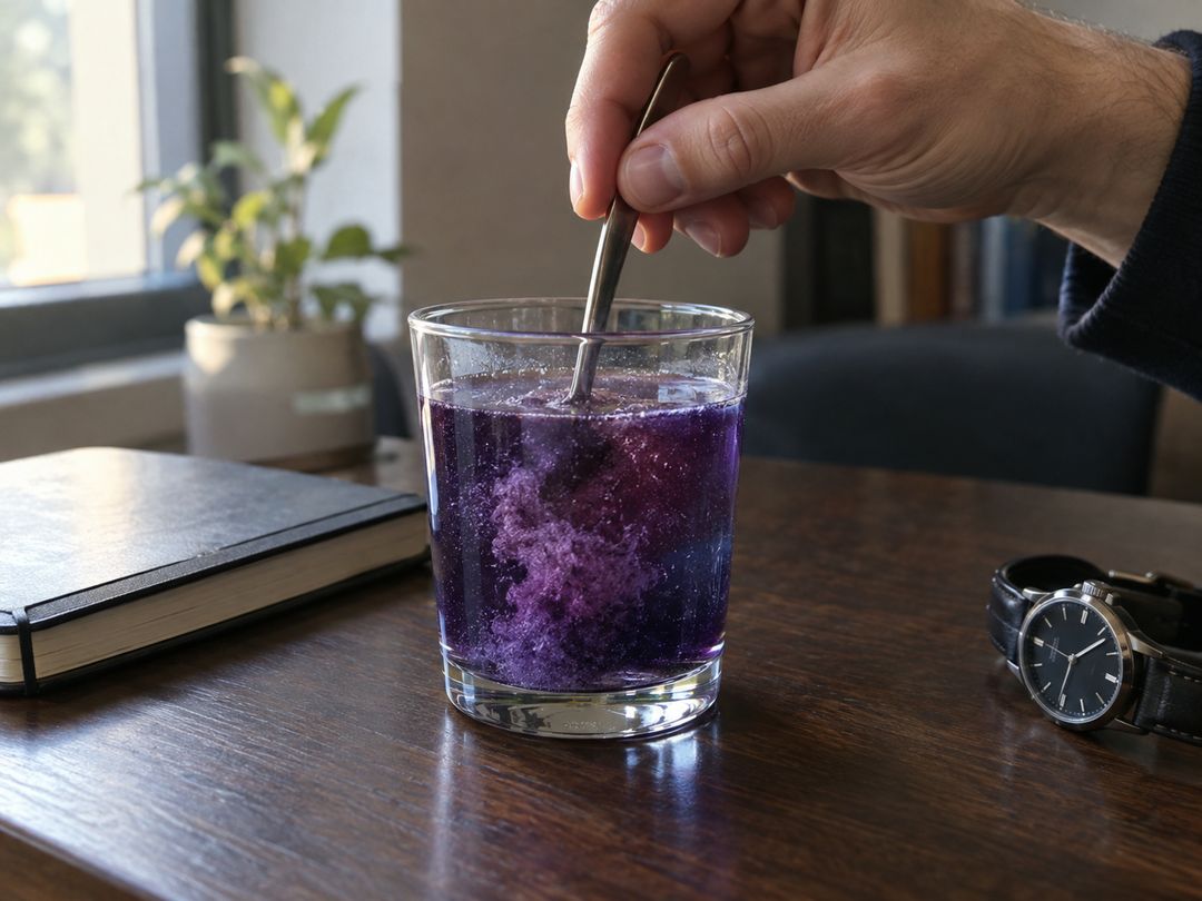 Tangan mengaduk segelas minuman Vitalic